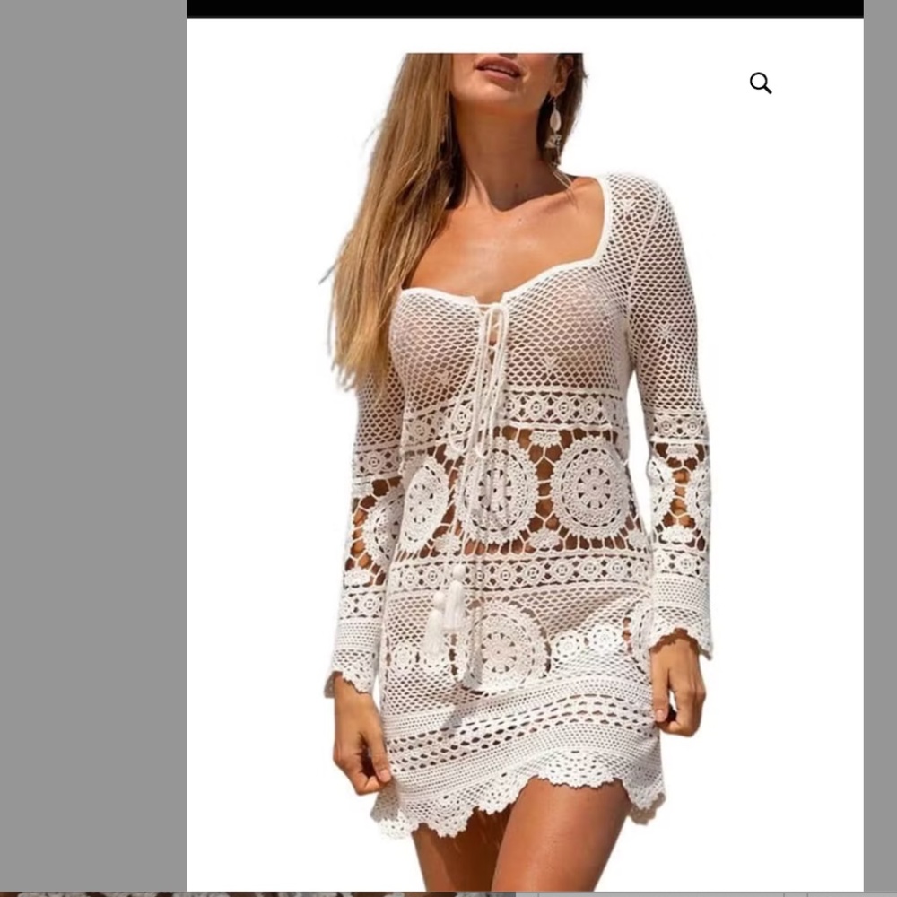 Miss June Amelia Tu Crochet Dress White EB107